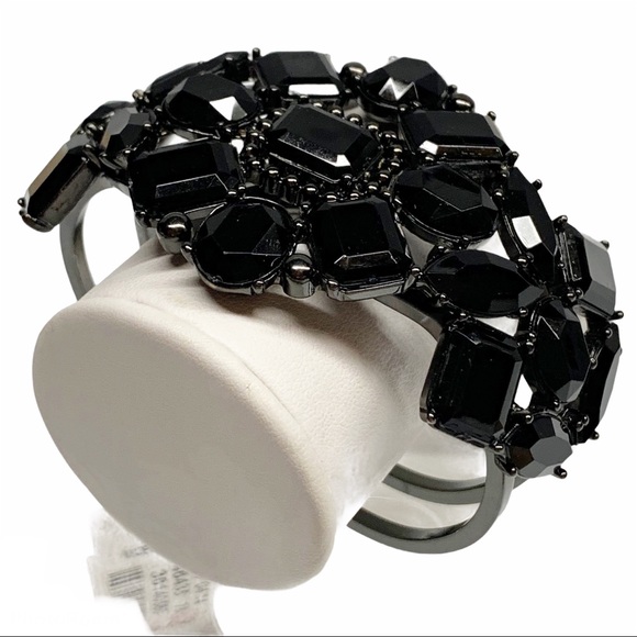 Talbots black rhinestone clamp bangle bracelet